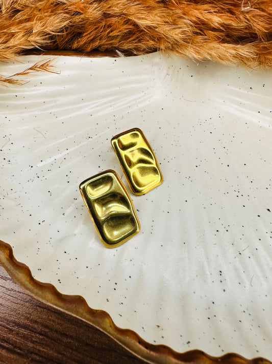 Side View of HeyBae Gold-Plated Textured Minimalist Earrings