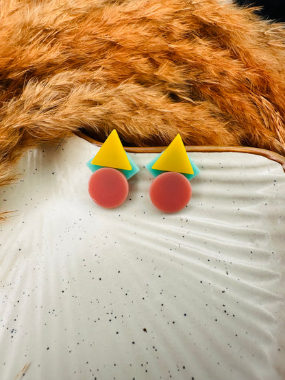 HeyBae Triangle and Circle Quirky Earrings Styled with Fusion Western Outfit