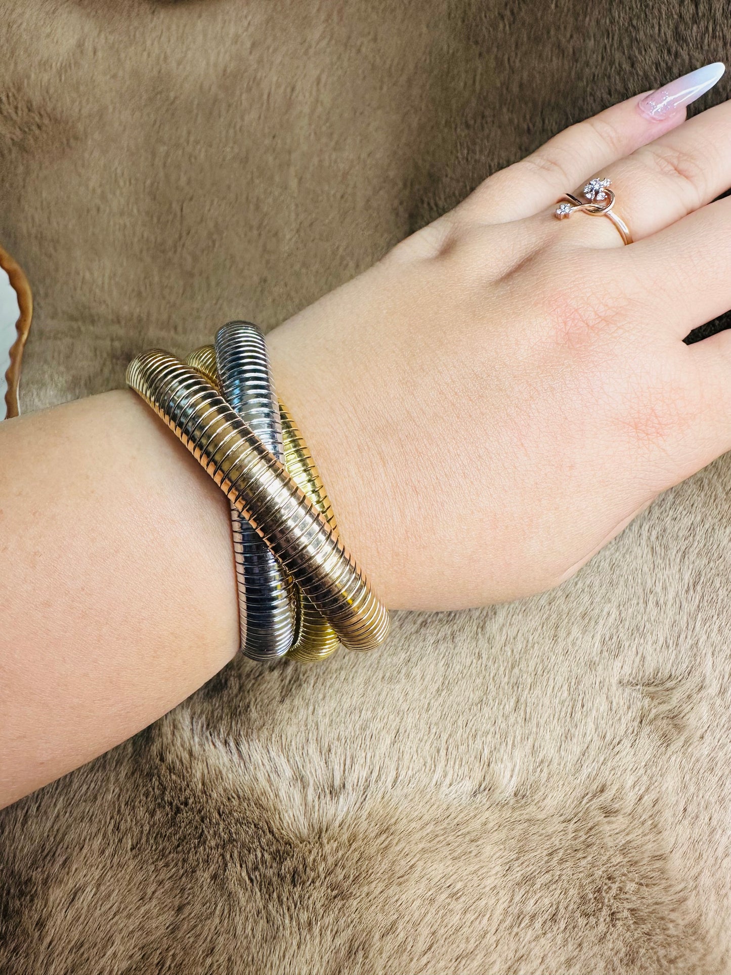 Stylish Triple Coil Chunky Bracelet for Party & Festive Wear – HeyBae