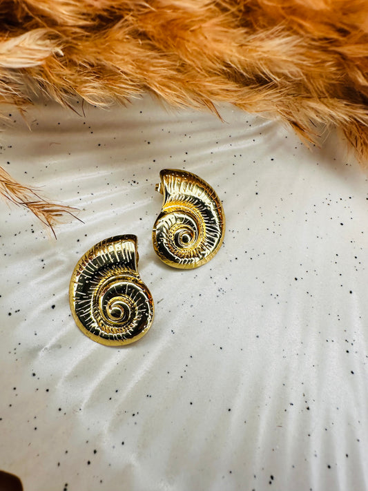 Side View of HeyBae Gold-Tone Twisted Oval Hoop Earrings