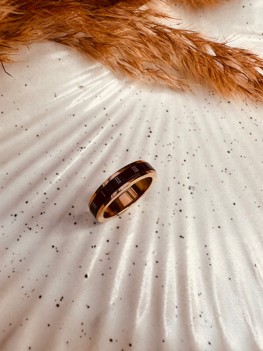 HeyBae Unisex Rose Gold & Black Band Ring – Stainless Steel