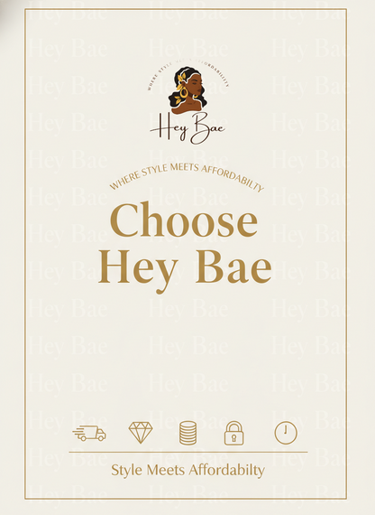 Promotional graphic for Hey Bae with brand logo and text on a light background