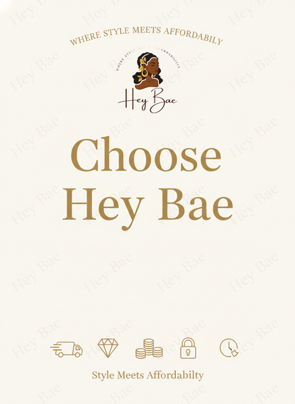 Hey Bae brand logo with text 'Where Style Meets Affordability' on a light background