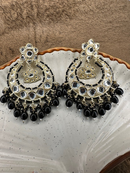 Oxidized Silver Earrings with Black Detailing