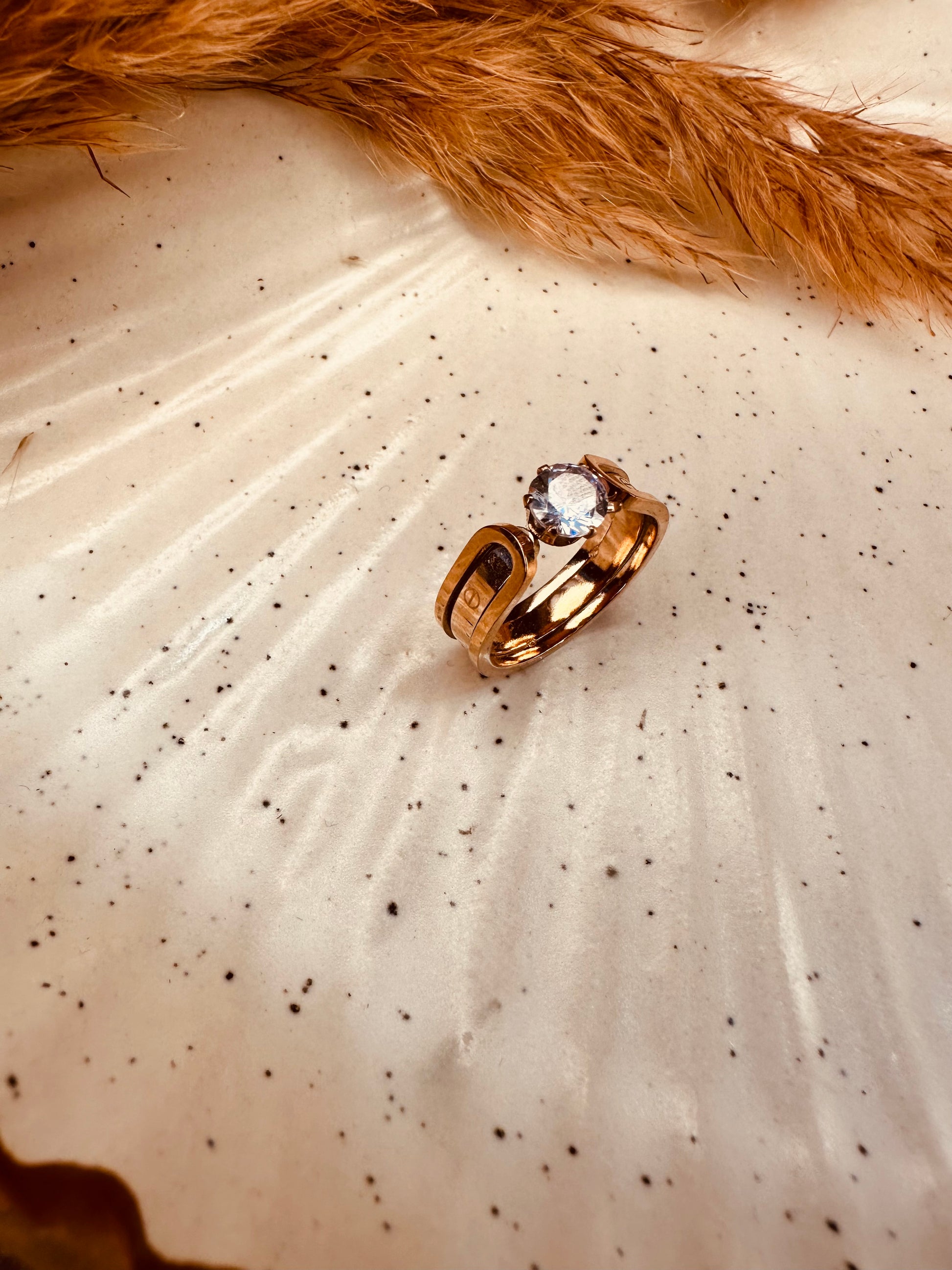 Premium Stainless Steel Rose Gold Solitaire Ring