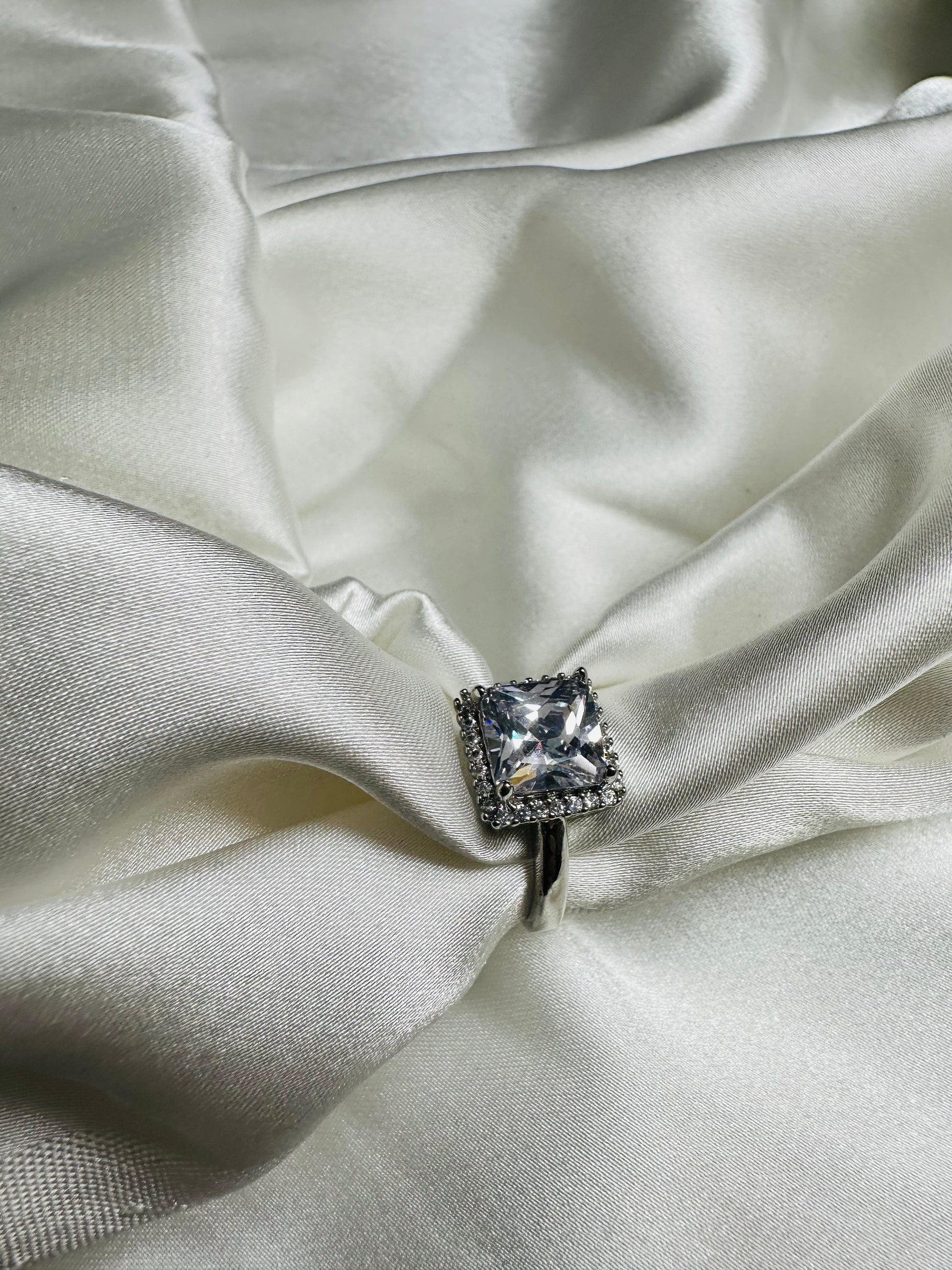Premium Stainless Steel American Diamond Ring – Adjustable Fit