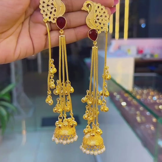 Brass Geometric Antique Gold Earrings for Women