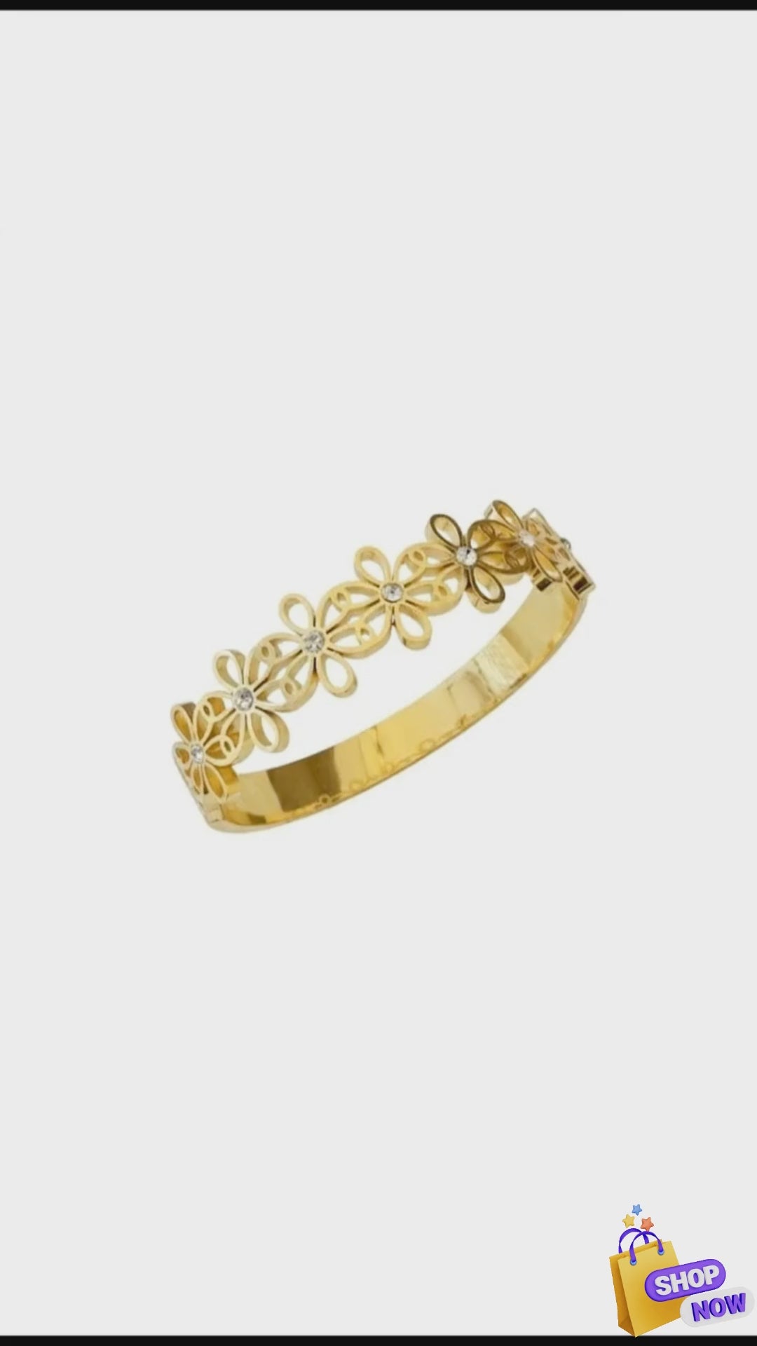 flower shaped anti tarnish bracelet with stone_