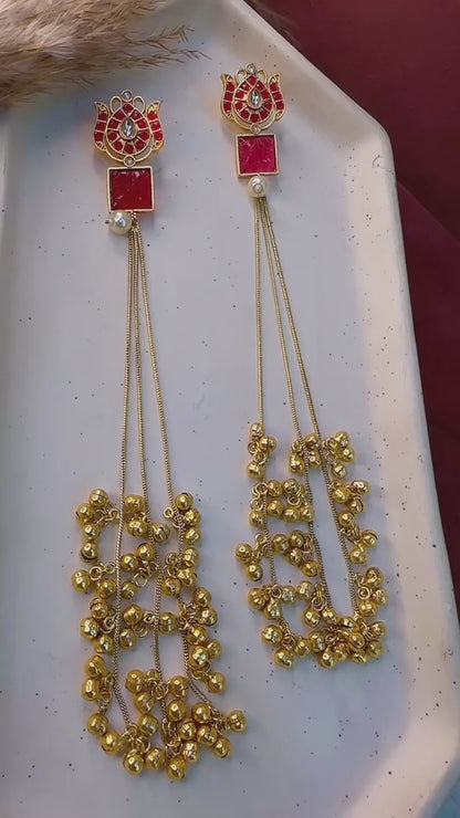 Matte Gold Brass Earrings for Festive Wear