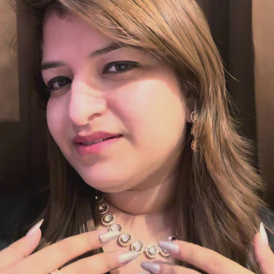 Side profile, rose gold kundan set