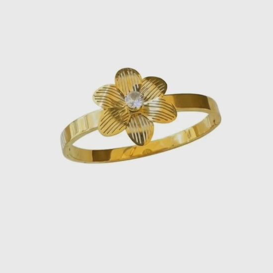 floral anti tarnish bangle with stone