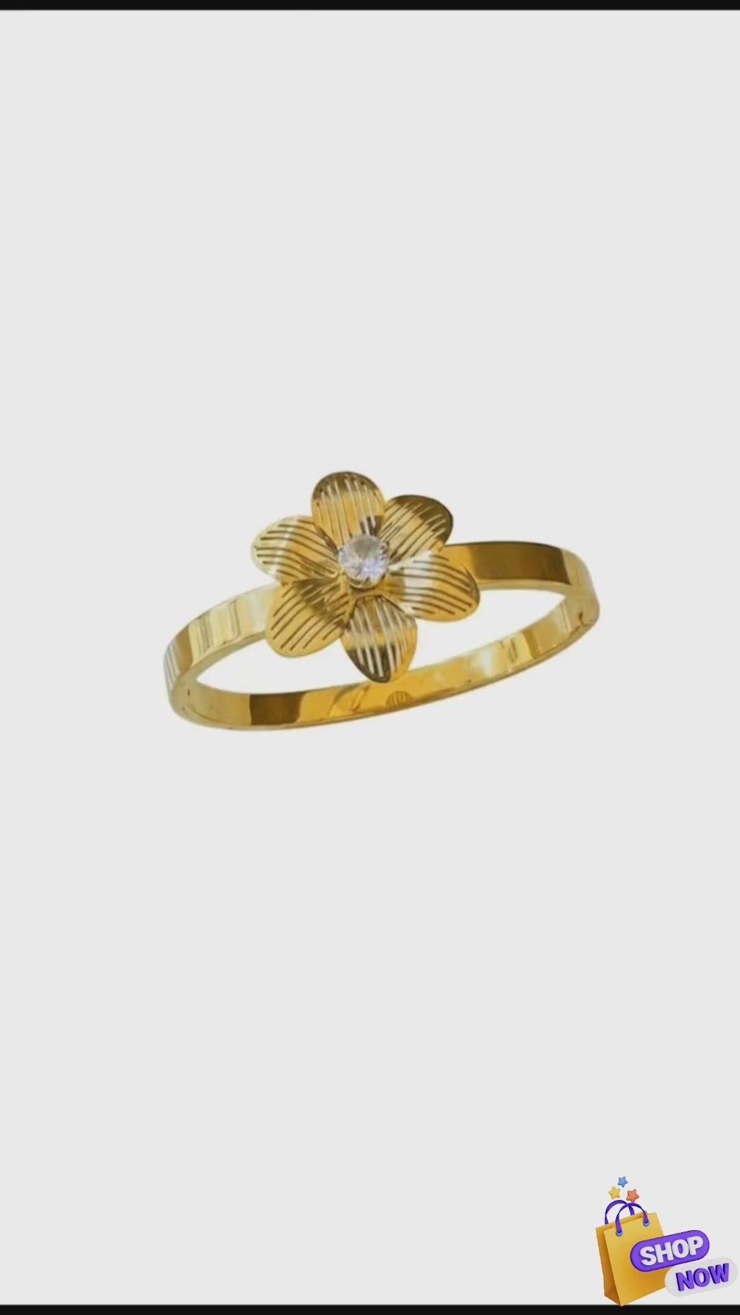 floral anti tarnish bangle with stone
