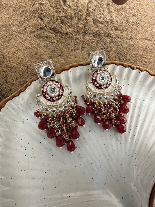 Red Oxidized Silver Earrings HeyBae