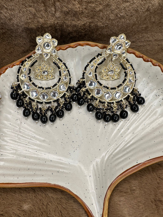 Royal Black Oxidized Silver Earrings for Women