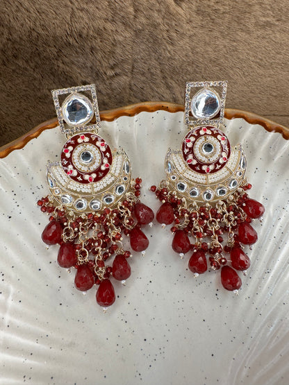 Silver and Red Oxidized Earrings HeyBae