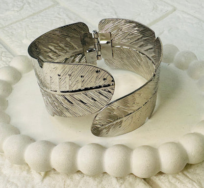 Nature-inspired Silver Leaf Cuff Bracelet for women